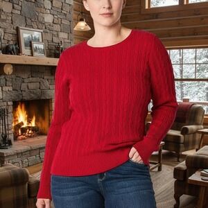 St Johns Bay $49 XXL Red Cotton Blend Cable Knit‎ Round Neck Pullover Sweater
